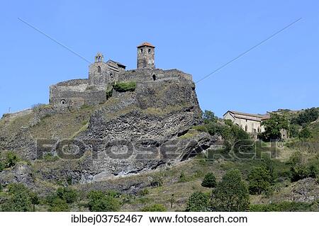 Stock Photo - "Saint Ilpize castle and the chapel, Saint Ilpize, Haute-Loire department, Auvergne, France, Europe". Fotosearch