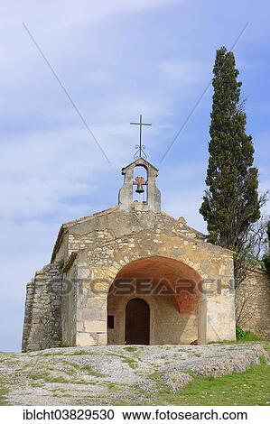 Stock Image - "Saint-Sixte Chapel, Eygalieres, Bouches-du-Rhone, Provence-Alpes-Cote d'Azur, Southern France, France, Europe". Fotosearch