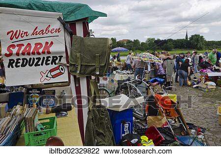 Stock Image - "Sale at the weekly flea market, Dresden, Saxony, Germany, Europe". Fotosearch