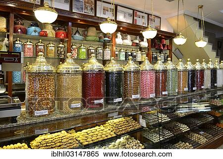 "Sales counter with sweets and pastries, confectionery, Kadikoy, Istanbul, Asian side, Istanbul Province, Turkey, Asia" View Large Photo Image Stock Photography - "Sales counter with sweets and pastries, confectionery, Kadikoy, Istanbul, Asian side, Istanbul Province, Turkey, Asia". Fotosearch