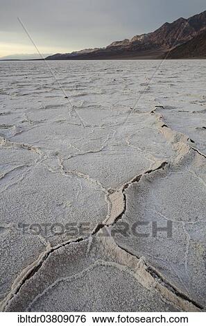 Stock Photograph - "Salt crusts at the Badwater Basin, salt flats in the Death Valley, lowest point in North America, Death Valley National Park, California, USA". Fotosearch