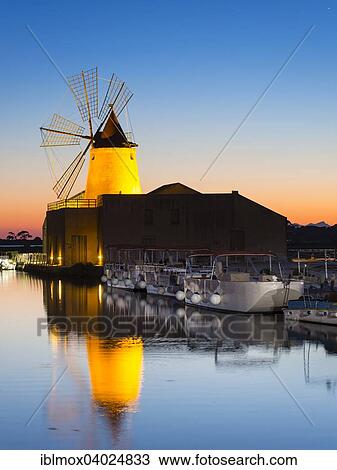 "Saltworks Ettore Infersa wind mill with salt museum, Marsala, Laguna Stagnone, Province of Trapani, Sicily, Italy, Europe" View Large Photo Image Stock Image - "Saltworks Ettore Infersa wind mill with salt museum, Marsala, Laguna Stagnone, Province of Trapani, Sicily, Italy, Europe". Fotosearch