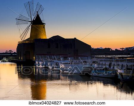 "Saltworks Ettore Infersa wind mill with salt museum, Marsala, Laguna Stagnone, Province of Trapani, Sicily, Italy, Europe" View Large Photo Image Stock Photo - "Saltworks Ettore Infersa wind mill with salt museum, Marsala, Laguna Stagnone, Province of Trapani, Sicily, Italy, Europe". Fotosearch