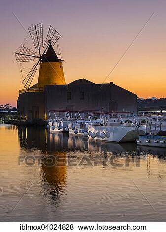"Saltworks Ettore Infersa wind mill with salt museum, Marsala, Laguna Stagnone, Province of Trapani, Sicily, Italy, Europe" View Large Photo Image Stock Photo - "Saltworks Ettore Infersa wind mill with salt museum, Marsala, Laguna Stagnone, Province of Trapani, Sicily, Italy, Europe". Fotosearch