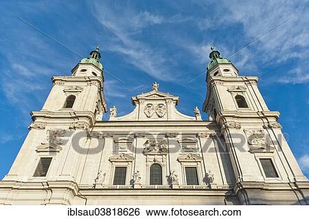 Stock Photograph - "Salzburg Cathedral, main facade, bell towers, Salzburg, Austria, Europe". Fotosearch