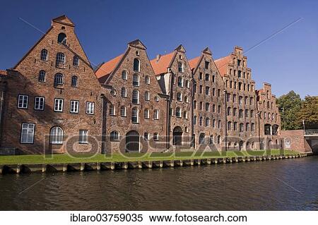 "Salzspeicher, historic salt storage warehouses on the Upper Trave River in Luebeck, Lubeck, Schleswig-Holstein, Germany, Europe" View Large Photo Image Stock Photography - "Salzspeicher, historic salt storage warehouses on the Upper Trave River in Luebeck, Lubeck, Schleswig-Holstein, Germany, Europe". Fotosearch