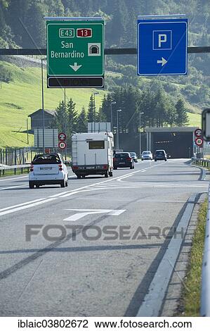 "San Bernardino Pass with the entrance to San Bernardino Road Tunnel, Graubunden, Switzerland, Europe" View Large Photo Image Stock Image - "San Bernardino Pass with the entrance to San Bernardino Road Tunnel, Graubunden, Switzerland, Europe". Fotosearch