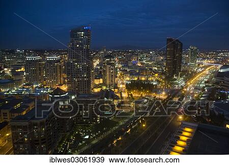 Stock Photo - "San Diego's downtown at night, San Diego, California, United States, North America". Fotosearch