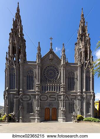 Stock Photography - "San Juan Bautista church, Arucas, Gran Canaria, Canary Islands, Spain, Europe, PublicGround, Europe". Fotosearch