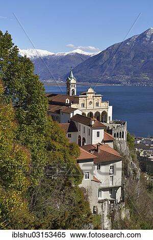 "Sanctuary of the Madonna del Sasso or Our Lady of the Rock looking over Lake Maggiore, Orselina, Locarno, Kanton Tessin, Switzerland, Europe" View Large Photo Image Stock Photography - "Sanctuary of the Madonna del Sasso or Our Lady of the Rock looking over Lake Maggiore, Orselina, Locarno, Kanton Tessin, Switzerland, Europe". Fotosearch
