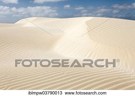 Stock Image - "Sand dunes in the small desert Deserto Viana, island of Boa Vista, Cape Verde, Republic of Cabo Verde, Africa". Fotosearch
