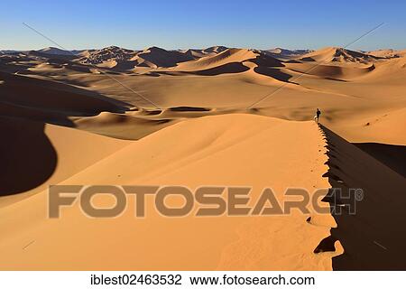 Stock Image - "Sand dunes of Erg Mehejibad, Erg Mehejibad, Immidir or Mouydir, Sahara, Tamanrasset Province, Algeria, Africa". Fotosearch