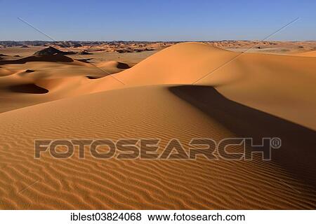 Stock Photo - "Sand dunes of In Tehak, Tadrart region, Tassili n'Ajjer National Park, Unesco World Heritage Site, Algeria, Sahara, North Africa, Africa". Fotosearch