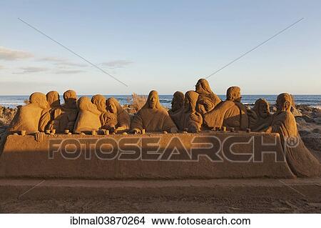 "Sand sculpture, the Last Supper, at the Playa de Maspalomas, Maspalomas, Gran Canaria, Canary Islands, Spain, Europe" View Large Photo Image Picture - "Sand sculpture, the Last Supper, at the Playa de Maspalomas, Maspalomas, Gran Canaria, Canary Islands, Spain, Europe". Fotosearch