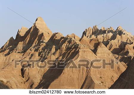 Sandstone peaks, Badlands National Park, South Dakota, USA View Large Photo Image Stock Image - Sandstone peaks, Badlands National Park, South Dakota, USA. Fotosearch