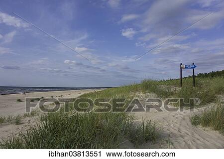 "Sandy beach on the Baltic Sea with sign for a cafe, Verbelnieki, Nica, Latvia, Europe" View Large Photo Image Stock Image - "Sandy beach on the Baltic Sea with sign for a cafe, Verbelnieki, Nica, Latvia, Europe". Fotosearch