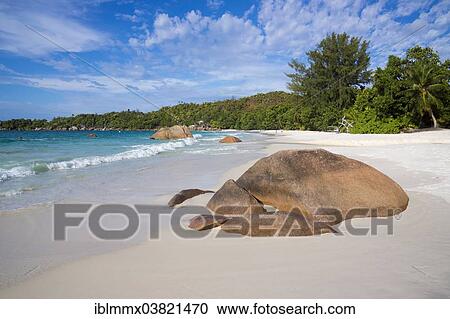 "Sandy beach with the typical rock formations of the Seychelles, Anse Lazio, Baie Chevalier, Praslin, Seychelles, Indian Ocean, Africa" View Large Photo Image Stock Image - "Sandy beach with the typical rock formations of the Seychelles, Anse Lazio, Baie Chevalier, Praslin, Seychelles, Indian Ocean, Africa". Fotosearch