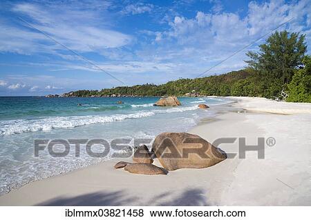 "Sandy beach with the typical rock formations of the Seychelles, Anse Lazio, Baie Chevalier, Praslin, Seychelles, Indian Ocean, Africa" View Large Photo Image Stock Photo - "Sandy beach with the typical rock formations of the Seychelles, Anse Lazio, Baie Chevalier, Praslin, Seychelles, Indian Ocean, Africa". Fotosearch