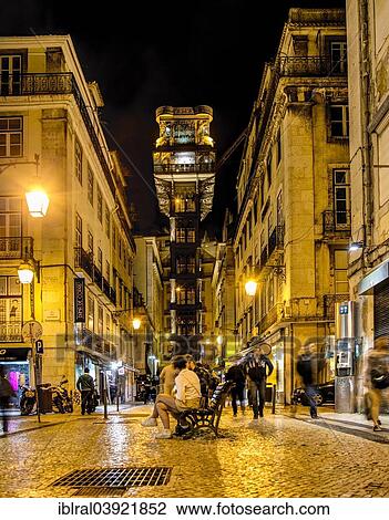 "Santa Justa Lift, Elevator Santa Justa, at night, Lisbon, Portugal, Europe" View Large Photo Image Stock Image - "Santa Justa Lift, Elevator Santa Justa, at night, Lisbon, Portugal, Europe". Fotosearch