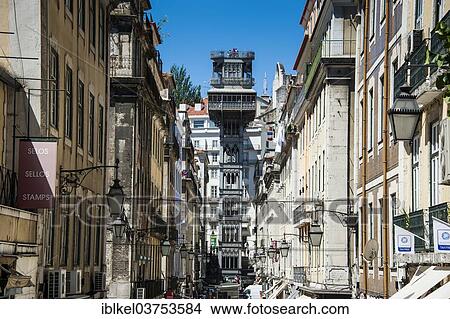 "Santa Justa Lift, Lisbon, Lisbon District, Portugal, Europe" View Large Photo Image Picture - "Santa Justa Lift, Lisbon, Lisbon District, Portugal, Europe". Fotosearch