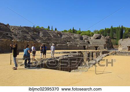 Stock Image - "Santiponce, Italica, Roman ruins of Italica, Seville, Andalusia, Spain, Europe". Fotosearch