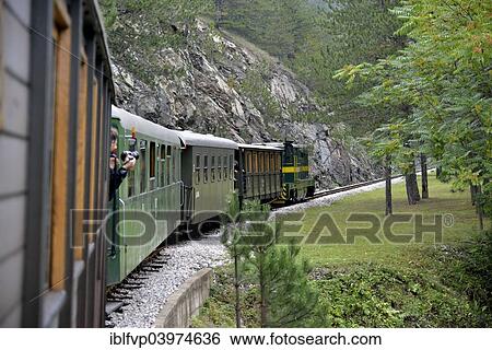Stock Photograph - "Sargan Eight, narrow-gauge heritage railway from Mokra Gora to Sargan Vitasi, Mokra Gora, Serbia, Europe". Fotosearch