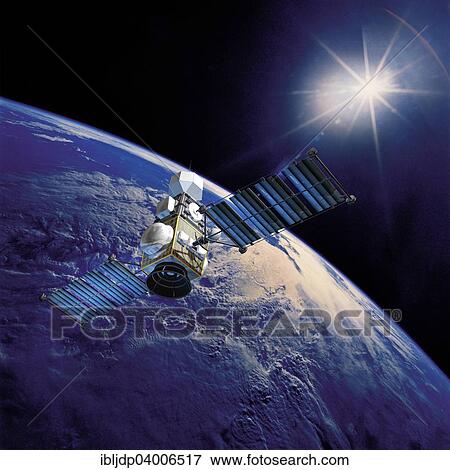 "Satellite above the Earth pointed toward the rising sun, 3D render" View Large Photo Image Stock Photo - "Satellite above the Earth pointed toward the rising sun, 3D render". Fotosearch