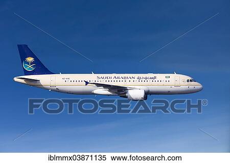 Saudi Arabian Airlines Airbus A320-214 in flight View Large Photo Image Stock Photography - Saudi Arabian Airlines Airbus A320-214 in flight. Fotosearch