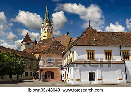 Stock Photo - "Saxon fortified church of MediaÈ™, Transylvania, Romania, Europe". Fotosearch