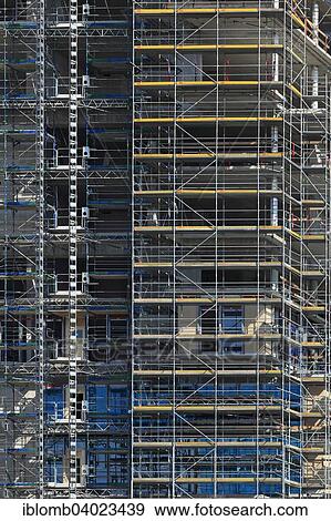 Stock Photo - "Scaffolding, high-rise building, new construction, Berlin, Germany, Europe". Fotosearch