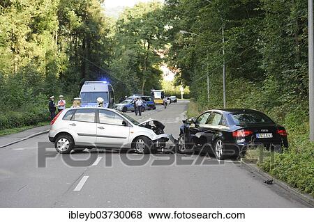 "Scene of an accident, head-on collision between an Audi and a Ford, Stuttgart, Baden-Wurttemberg, Germany, Europe" View Large Photo Image Stock Photo - "Scene of an accident, head-on collision between an Audi and a Ford, Stuttgart, Baden-Wurttemberg, Germany, Europe". Fotosearch