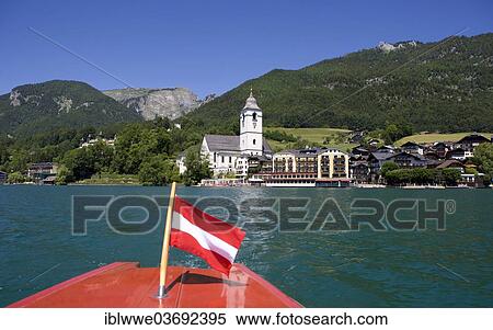 "Schafberg Mountain, parish church, Pilgrimage Church of St. Wolfgang, Lake Wolfgang, St. Wolfgang, Salzkammergut, Austria, Europe" View Large Photo Image Stock Photography - "Schafberg Mountain, parish church, Pilgrimage Church of St. Wolfgang, Lake Wolfgang, St. Wolfgang, Salzkammergut, Austria, Europe". Fotosearch