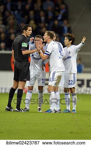 Schalke 04 players arguing with the referee Deniz Aytekin, Wirsol Rhein-Neckar-Arena, Sinsheim-Hoffenheim, Baden-Wuerttemberg, Germany, Europe View Large Photo Image Stock Photo - Schalke 04 players arguing with the referee Deniz Aytekin, Wirsol Rhein-Neckar-Arena, Sinsheim-Hoffenheim, Baden-Wuerttemberg, Germany, Europe. Fotosearch