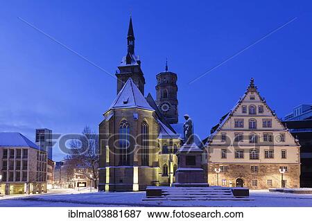 "Schillerplatz square with the Collegiate Church, Town Hall Tower and Schiller Monument, Stuttgart, Baden-Wurttemberg, Germany, Europe" View Large Photo Image Stock Photo - "Schillerplatz square with the Collegiate Church, Town Hall Tower and Schiller Monument, Stuttgart, Baden-Wurttemberg, Germany, Europe". Fotosearch