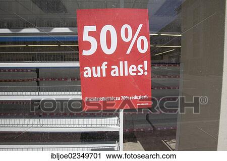 Stock Image - "Schlecker stores closing with a 50% discount, Stuttgart, Baden-Wuerttemberg, Germany, Europe". Fotosearch