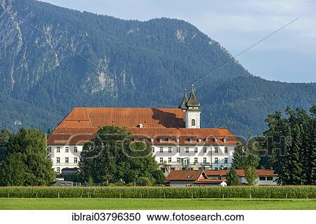 Stock Image - "Schlehdorf Abbey with parish church of St. Tertulin, Schlehdorf, Upper Bavaria, Bavaria, Germany, Europe". Fotosearch