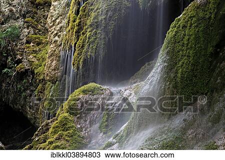Stock Image - "Schleierfalle waterfalls, Ammergau Alps, near Saulgrub, Upper Bavaria, Bavaria, Germany, Europe". Fotosearch