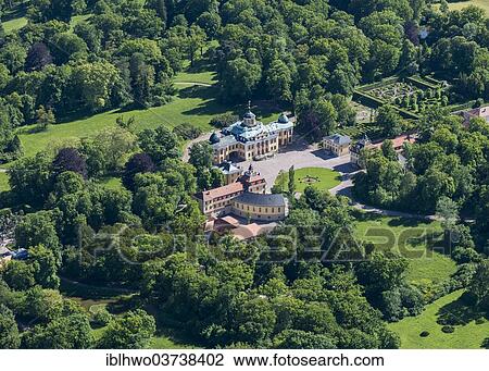 Stock Image - "Schloss Belvedere Palace and Park, UNESCO World Cultural Heritage Site, aerial view, Weimar, Thuringia, Germany, Europe". Fotosearch