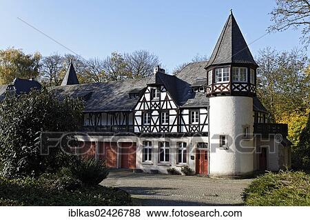 "Schloss Eller castle, half-timbered building and tower in the husbandry yard, Duesseldorf, North Rhine-Westphalia, Germany, Europe" View Large Photo Image Stock Photo - "Schloss Eller castle, half-timbered building and tower in the husbandry yard, Duesseldorf, North Rhine-Westphalia, Germany, Europe". Fotosearch