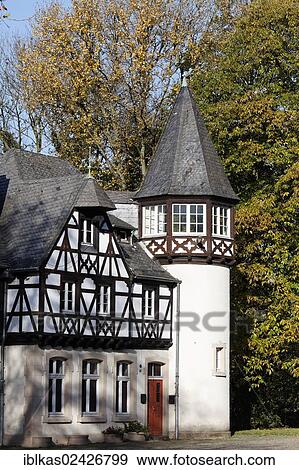 "Schloss Eller castle, half-timbered building and tower in the husbandry yard, Duesseldorf, North Rhine-Westphalia, Germany, Europe" View Large Photo Image Stock Photo - "Schloss Eller castle, half-timbered building and tower in the husbandry yard, Duesseldorf, North Rhine-Westphalia, Germany, Europe". Fotosearch