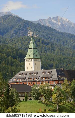 "Schloss Elmau luxury spa in front of the Wetterstein Mountains, Klais, Werdenfelser Land, Upper Bavaria, Bavaria, Germany, Europe" View Large Photo Image Stock Image - "Schloss Elmau luxury spa in front of the Wetterstein Mountains, Klais, Werdenfelser Land, Upper Bavaria, Bavaria, Germany, Europe". Fotosearch