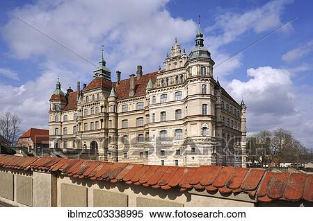 Stock Photography - "Schloss Guestrow Castle, Renaissance building with three wings, completed in 1671, now a museum, Gustrow, Mecklenburg-Western Pomerania, Germany, Europe". Fotosearch
