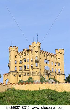 Stock Image - "Schloss Hohenschwangau Castle, Schwangau, Ostallgau, Allgau, Schwabia, Bavaria, Germany, Europe". Fotosearch