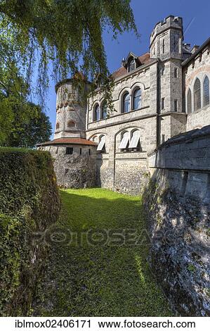 Stock Image - "Schloss Lichtenstein Castle, Honau, Baden-Wuerttemberg, Germany, Europe, PublicGround, Europe". Fotosearch