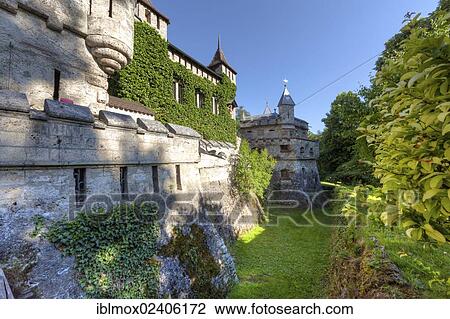 Stock Image - "Schloss Lichtenstein Castle, Honau, Baden-Wuerttemberg, Germany, Europe, PublicGround, Europe". Fotosearch