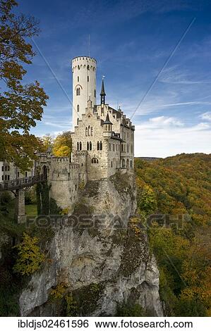 Stock Photograph - "Schloss Lichtenstein Castle, Honau, Swabian Alb, Baden-Wuerttemberg, Germany, Europe". Fotosearch