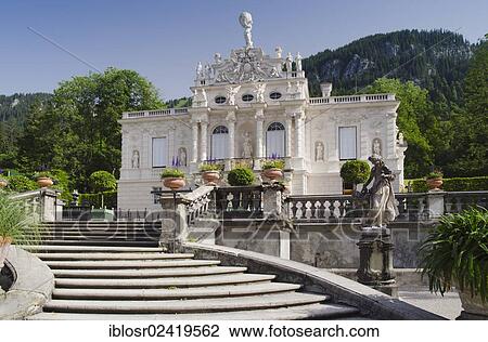 Schloss Linderhof Palace of King Ludwig II, Graswang Valley, Ammergau Alps, Oberammergau, Upper Bavaria, Bavaria, Germany, Europe View Large Photo Image Stock Image - Schloss Linderhof Palace of King Ludwig II, Graswang Valley, Ammergau Alps, Oberammergau, Upper Bavaria, Bavaria, Germany, Europe. Fotosearch