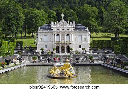 Schloss Linderhof Palace of King Ludwig II, Graswang Valley, Ammergau Alps, Oberammergau, Upper Bavaria, Bavaria, Germany, Europe View Large Photo Image Stock Photography - Schloss Linderhof Palace of King Ludwig II, Graswang Valley, Ammergau Alps, Oberammergau, Upper Bavaria, Bavaria, Germany, Europe. Fotosearch