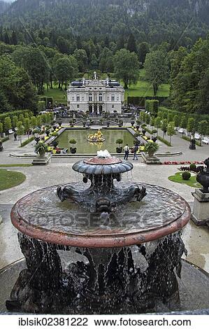 "Schloss Linderhof Palace, park, fountain, Royal Castle of Ludwig II, Ettal municipality, Upper Bavaria, Bavaria, southern Germany, Germany, Europe" View Large Photo Image Stock Image - "Schloss Linderhof Palace, park, fountain, Royal Castle of Ludwig II, Ettal municipality, Upper Bavaria, Bavaria, southern Germany, Germany, Europe". Fotosearch