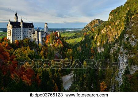 "Schloss Neuschwanstein Castle in autumn as seen from Marienbruecke bridge, Hohenschwangau, Bavaria, Germany, Europe" View Large Photo Image Stock Image - "Schloss Neuschwanstein Castle in autumn as seen from Marienbruecke bridge, Hohenschwangau, Bavaria, Germany, Europe". Fotosearch